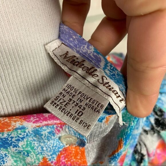 Vintage Michelle Stuart Pastel Floral Top M21 - Picture 6 of 7